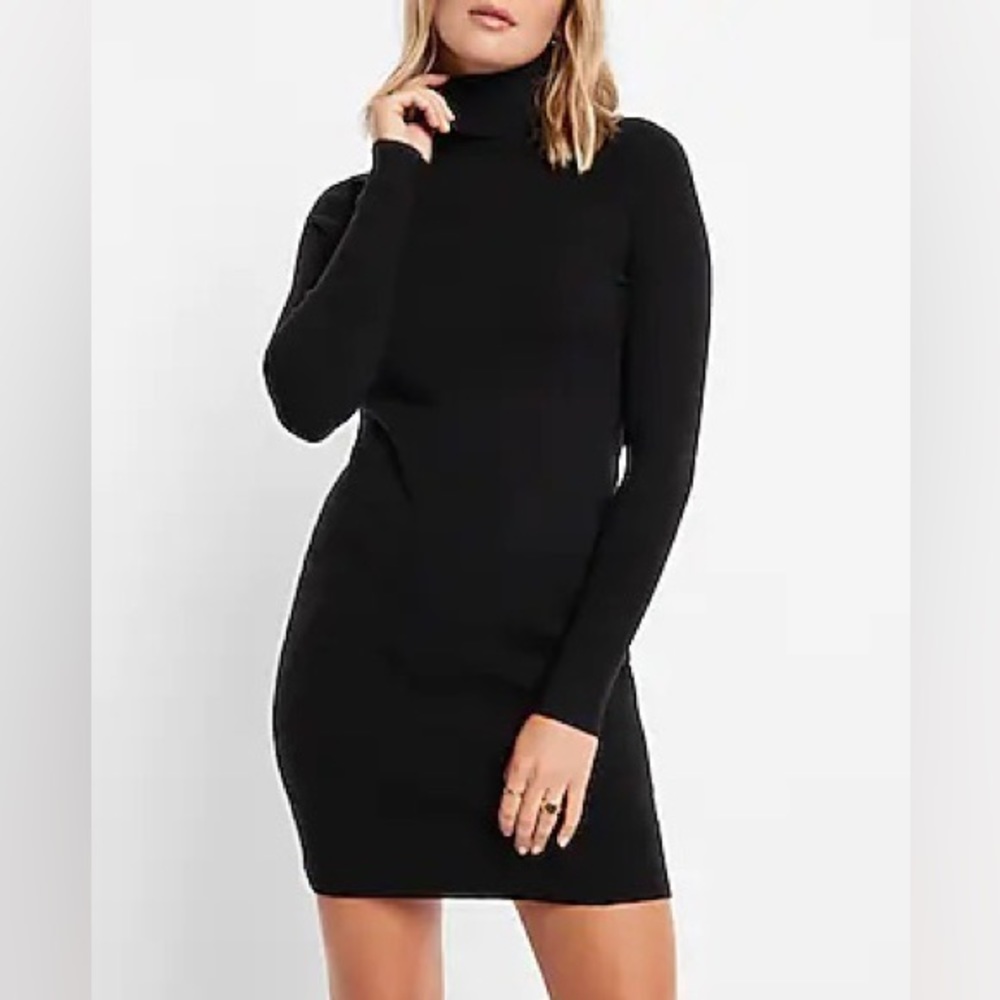 NWT 3 Express Dress Bundle Black, Brown, Gray Supersoft Turtleneck Sweater Dress
